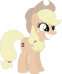 Size: 1024x1227 | Tagged: safe, artist:ra1nb0wk1tty, applejack, earth pony, pony, equal cutie mark, equalized, female, mare, simple background, smiling, solo, transparent background