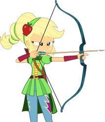 Size: 3145x3669 | Tagged: safe, artist:frownfactory, applejack, equestria girls, friendship games, .svg available, arrow, bow (weapon), bow and arrow, clothes, female, freckles, ponytail, quiver, simple background, solo, svg, transparent background, vector, weapon