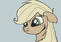 Size: 840x583 | Tagged: safe, artist:smirk, applejack, earth pony, pony, animated, blinking, female, floppy ears, frame by frame, gif, mare, ms paint, sad, simple background, solo, squigglevision