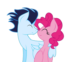 Size: 1760x1429 | Tagged: safe, artist:moonlightthegriffon, pinkie pie, soarin', pony, crack shipping, female, hug, male, nuzzling, shipping, simple background, soarinpie, straight, transparent background, winghug