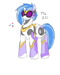 Size: 1600x2000 | Tagged: safe, artist:valcron, dj pon-3, vinyl scratch, pony, robot, unicorn, android, female, gynoid, solo