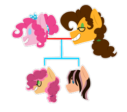 Size: 1302x1148 | Tagged: safe, artist:artistcoolpony, cheese sandwich, pinkie pie, oc, earth pony, pony, cheesepie, family, family tree, female, male, offspring, parent:cheese sandwich, parent:pinkie pie, parents:cheesepie, shipping, simple background, straight, transparent background