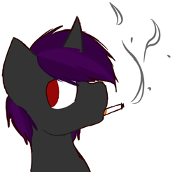 Size: 464x455 | Tagged: safe, artist:starstrucksocks, oc, oc only, oc:servus, pony, unicorn, cigarette, simple background, smoking, solo, white background