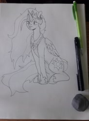 Size: 2322x3178 | Tagged: safe, artist:jojohernandez, princess celestia, alicorn, pony, februpony, solo, traditional art