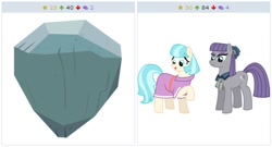 Size: 514x278 | Tagged: safe, coco pommel, maud pie, cutie mark, derpibooru, exploitable meme, juxtaposition, juxtaposition win, meme, meta