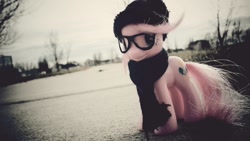 Size: 1024x576 | Tagged: safe, artist:sugarfreetargets, pinkie pie, brushable, clothes, glasses, hat, hipster, irl, photo, scarf, toy