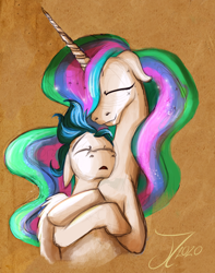 Size: 1304x1651 | Tagged: safe, artist:jamescorck, part of a set, princess celestia, oc, oc:dreamy daze, alicorn, pegasus, pony, canon x oc, female, male, shipping, sleeping, straight