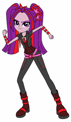 Size: 742x1280 | Tagged: safe, artist:blondenobody, artist:givralix, aria blaze, equestria girls, rainbow rocks, alternate costumes, boots, clothes, description is relevant, saints row, saints row the third, simple background, solo, the syndicate, white background