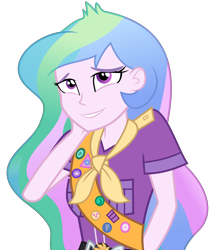 Size: 3989x4750 | Tagged: safe, edit, editor:slayerbvc, princess celestia, principal celestia, equestria girls, legend of everfree, legend of everfree - bloopers, .svg available, arm behind head, cute, cutelestia, embarrassed, no makeup edit, simple background, solo, svg, transparent background, vector, vector edit