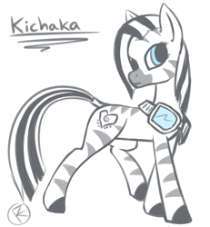 Size: 497x537 | Tagged: safe, artist:overkenzie, oc, oc only, oc:kichaka, zebra, fallout equestria, female, goggles, mare, quadrupedal, simple background, solo, white background