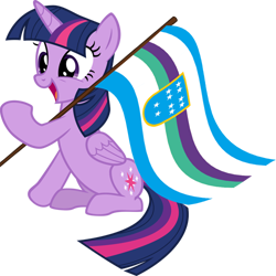 Size: 500x500 | Tagged: safe, artist:cyanlightning, artist:muddyfudger, derpibooru import, edit, twilight sparkle, twilight sparkle (alicorn), alicorn, pony, flag, solo