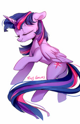 Size: 777x1200 | Tagged: safe, artist:rocy canvas, twilight sparkle, twilight sparkle (alicorn), alicorn, pony, eyes closed, female, floppy ears, mare, simple background, solo, white background