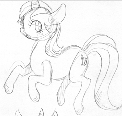 Size: 1280x1226 | Tagged: safe, artist:cherivinca, lyra heartstrings, pony, unicorn, grayscale, monochrome, open mouth, simple background, sketch, solo, traditional art, white background