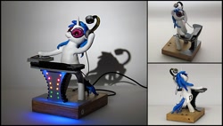 Size: 1600x908 | Tagged: safe, artist:kokojambo, dj pon-3, vinyl scratch, pony, bipedal, figurine, glasses, headphones, music, sculpture, turntable