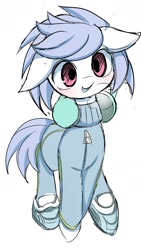 Size: 997x1764 | Tagged: safe, artist:skippy_the_moon, dj pon-3, vinyl scratch, pony, unicorn, cute, floppy ears, headphones, solo, tracksuit, vinylbetes