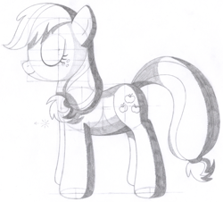 Size: 1564x1411 | Tagged: safe, artist:aafh, applejack, earth pony, pony, monochrome, solo, traditional art