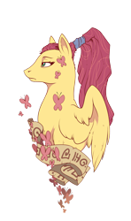 Size: 1374x2315 | Tagged: safe, artist:28gooddays, fluttershy, pegasus, pony, alternate hairstyle, bust, high ponytail, profile, simple background, solo, transparent background