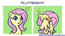 Size: 500x281 | Tagged: safe, artist:whateverbender, fluttershy, pegasus, pony, animated, blushing, comic, context in source, cropcon, cropped, cute, explicit source, female, frame by frame, hiding behind wing, mare, shy, shyabetes, solo, squigglevision