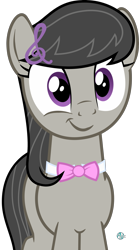 Size: 1800x3244 | Tagged: safe, artist:arifproject, octavia melody, earth pony, pony, bowtie, cute, hair accessory, simple background, smirk, smirk pone collection, solo, tavibetes, transparent background, vector