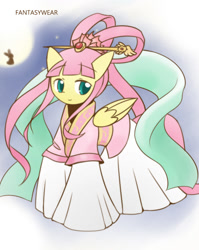 Size: 860x1080 | Tagged: safe, artist:howxu, fluttershy, pegasus, pony, alternate hairstyle, clothes, cropped, cute, female, mare, shyabetes, solo