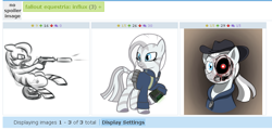 Size: 788x377 | Tagged: safe, oc, oc only, oc:crystal eclair, zebra, fallout equestria, fallout equestria: influx, derpibooru, exploitable meme, juxtaposition, juxtaposition win, meme, meta, solo