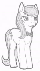 Size: 1225x2152 | Tagged: safe, artist:breadworth, octavia melody, earth pony, pony, bowtie, monochrome, octavia is not amused, sketch, solo, traditional art, unamused