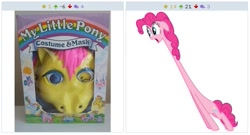 Size: 515x278 | Tagged: safe, derpibooru import, pinkie pie, earth pony, pony, derpibooru, exploitable meme, juxtaposition, juxtaposition win, long neck, long pony, mask, meme, meta, something