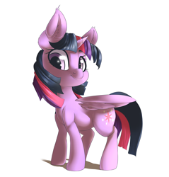 Size: 2784x2912 | Tagged: safe, artist:sourspot, twilight sparkle, twilight sparkle (alicorn), alicorn, pony, female, head turn, looking at you, mare, simple background, solo, spread wings, standing, three quarter view, white background, wings