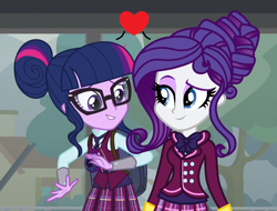 Size: 934x710 | Tagged: safe, artist:themexicanpunisher, derpibooru import, rarity, sci-twi, twilight sparkle, equestria girls, clothes, crystal prep academy uniform, female, lesbian, rarilight, school uniform, sci-rarilight, shipping