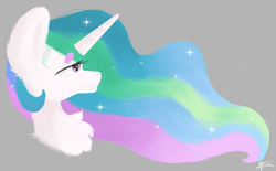 Size: 4859x3015 | Tagged: safe, artist:minty joy, princess celestia, alicorn, pony, chest fluff, heart eyes, painting, simple background, solo, wingding eyes