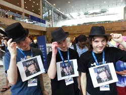 Size: 1280x960 | Tagged: safe, human, 2014, brony, bronycon, convention, cosplay, don't be that guy, fedora, fedora shaming, goldstein, hat, irl, irl human, meme, meta, photo, sign, tips fedora, top hat, trilby