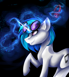 Size: 3200x3600 | Tagged: safe, artist:skajcia, dj pon-3, vinyl scratch, pony, unicorn, headphones, magic, solo