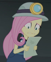 Size: 519x622 | Tagged: safe, screencap, fluttershy, better together, equestria girls, opening night, cropped, script, solo