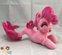 Size: 900x809 | Tagged: safe, artist:ketika, pinkie pie, pony, seapony (g4), happy, irl, photo, plushie, seaponified, seapony pinkie pie, solo, species swap