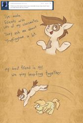 Size: 1024x1528 | Tagged: safe, artist:pashapup, noi, pipsqueak, earth pony, pony, ask, ask pipsqueak the pirate, colt, comic, duo, female, filly, jumping, leapfrog, male, no pupils