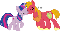 Size: 3822x2015 | Tagged: safe, artist:leopurofriki, derpibooru import, big macintosh, twilight sparkle, earth pony, pony, male, shipping, simple background, stallion, straight, transparent background, twimac, vector