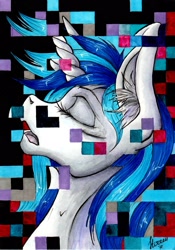 Size: 1511x2160 | Tagged: safe, artist:stirren, dj pon-3, vinyl scratch, pony, unicorn, error, glitch, solo, traditional art