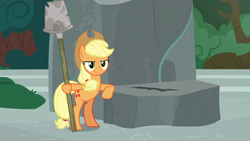 Size: 1920x1080 | Tagged: safe, screencap, applejack, earth pony, pony, shadow play, rockhoof's shovel, shovel