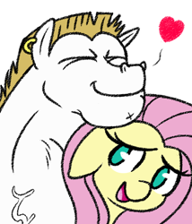 Size: 600x700 | Tagged: safe, artist:ickyvickie, bulk biceps, fluttershy, pegasus, pony, awww, female, flutterbulk, heart, hug, male, misleading thumbnail, not what it looks like, shipping, straight