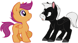 Size: 923x517 | Tagged: safe, artist:php27, scootaloo, pegasus, pony, crossover, disney, duo, fantasia, female, filly, looking at each other, pastoral symphony, simple background, transparent background