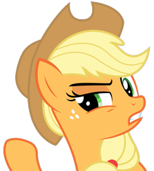 Size: 1011x1127 | Tagged: safe, artist:sketchmcreations, applejack, earth pony, pony, secrets and pies, annoyed, female, mare, raised eyebrow, raised hoof, simple background, solo, suspicious, transparent background, vector