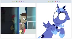 Size: 514x276 | Tagged: safe, princess luna, alicorn, pony, derpibooru, doctor who, exploitable meme, juxtaposition, juxtaposition win, meme, meta, wtf