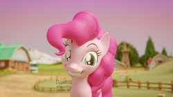 Size: 1024x576 | Tagged: safe, artist:dashyoshi, pinkie pie, pony, 3d, smiling, solo