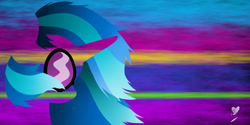 Size: 2000x1000 | Tagged: safe, artist:becauseimpink, dj pon-3, vinyl scratch, pony, unicorn, minimalist, solo