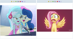 Size: 637x341 | Tagged: safe, bon bon, fluttershy, lyra heartstrings, sweetie drops, equestria girls, rainbow rocks, derpibooru, exploitable meme, female, juxtaposition, juxtaposition win, lesbian, lyrabon, meme, meta, shipping, sweet lyres