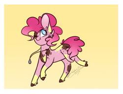 Size: 561x431 | Tagged: safe, artist:pinkdolphin147, pinkie pie, earth pony, pony, alternate design, one eye closed, solo, wink