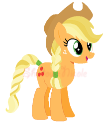 Size: 381x442 | Tagged: safe, artist:shadow-nicole, applejack, earth pony, pony, alternate hairstyle, alternate universe, braid, female, mare, simple background, solo, transparent background