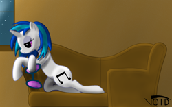 Size: 1600x1000 | Tagged: safe, artist:voidsythe, dj pon-3, vinyl scratch, pony, unicorn, female, horn, mare, solo