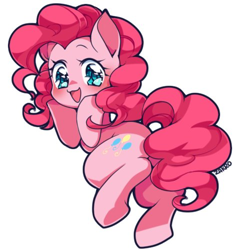 Size: 500x500 | Tagged: safe, artist:zakro, pinkie pie, earth pony, pony, blushing, cute, diapinkes, female, looking at you, looking back, looking back at you, mare, open mouth, simple background, solo, white background