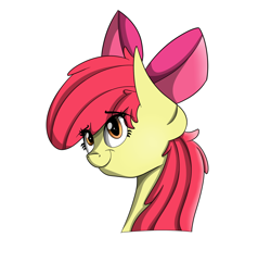 Size: 1414x1363 | Tagged: safe, artist:vanillaghosties, apple bloom, bust, portrait, simple background, solo, white background